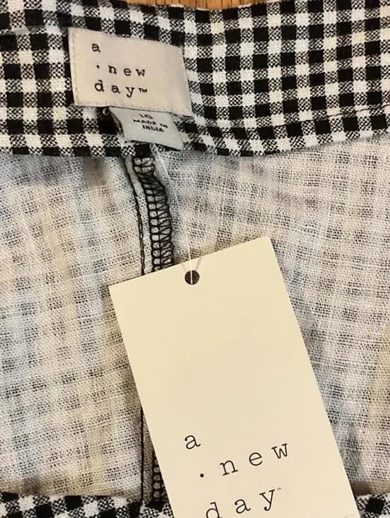 NWT A New Day Black and White Gingham Puff Sleeve Dress Size 10 - Picture 6 of 6